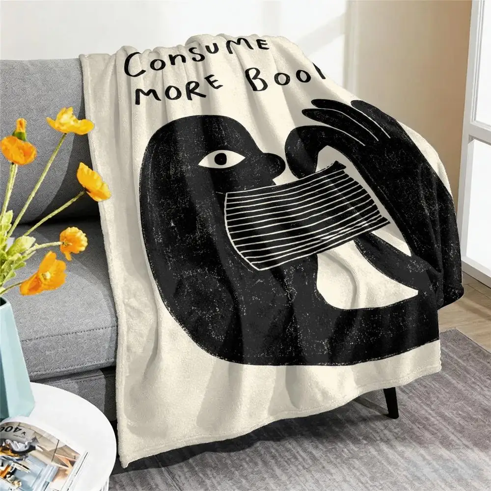Retro Book Reading Throw Cozy Summer Nap Flannel Blanket Soft Throw for Office, Couch, Travel & Bed
