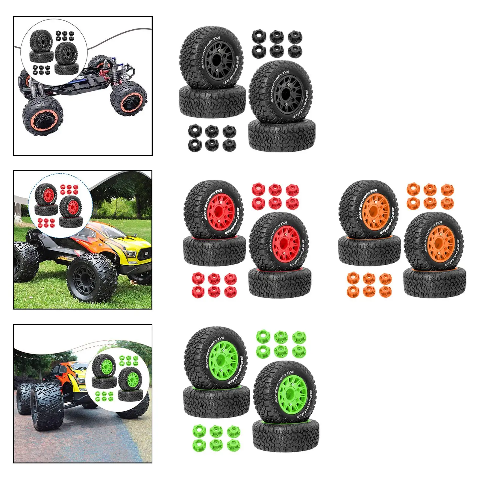 

4 Pieces Easy Installation Upgrade DIY Accessories Replacement RC Wheels Tires Professional Accessory for 1:10 727