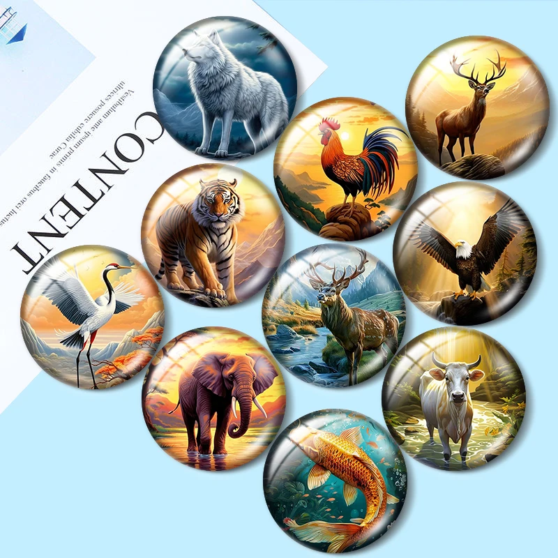 

Animal Art Painting 12/18/20/25mm glass cabochon bracelet pendant rings for jewelry demo earrings back Making findings