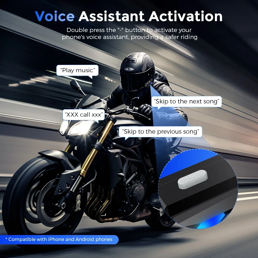 GEARELEC X-11 Headset helm sepeda motor Bluetooth 5.3 IPX7 Earphone Speaker 300m tahan air dengan lampu sekitar tiga warna