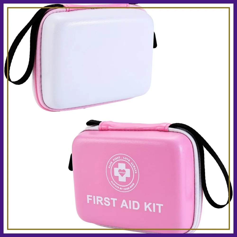 

165-Piece Small First Aid Kit, Dual-Color Hard Shell, Fluorescent Coating for Home, Car, Travel, Hiking & Outdoor (Pink/White)