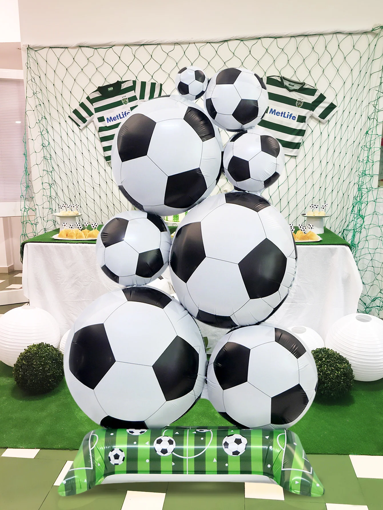 قطعة واحدة من كومة كرة القدم الدائمة من بالونات رقائق الألومنيوم، مناسبة لمستلزمات الحفلات الرياضية وحفلات كرة القدم