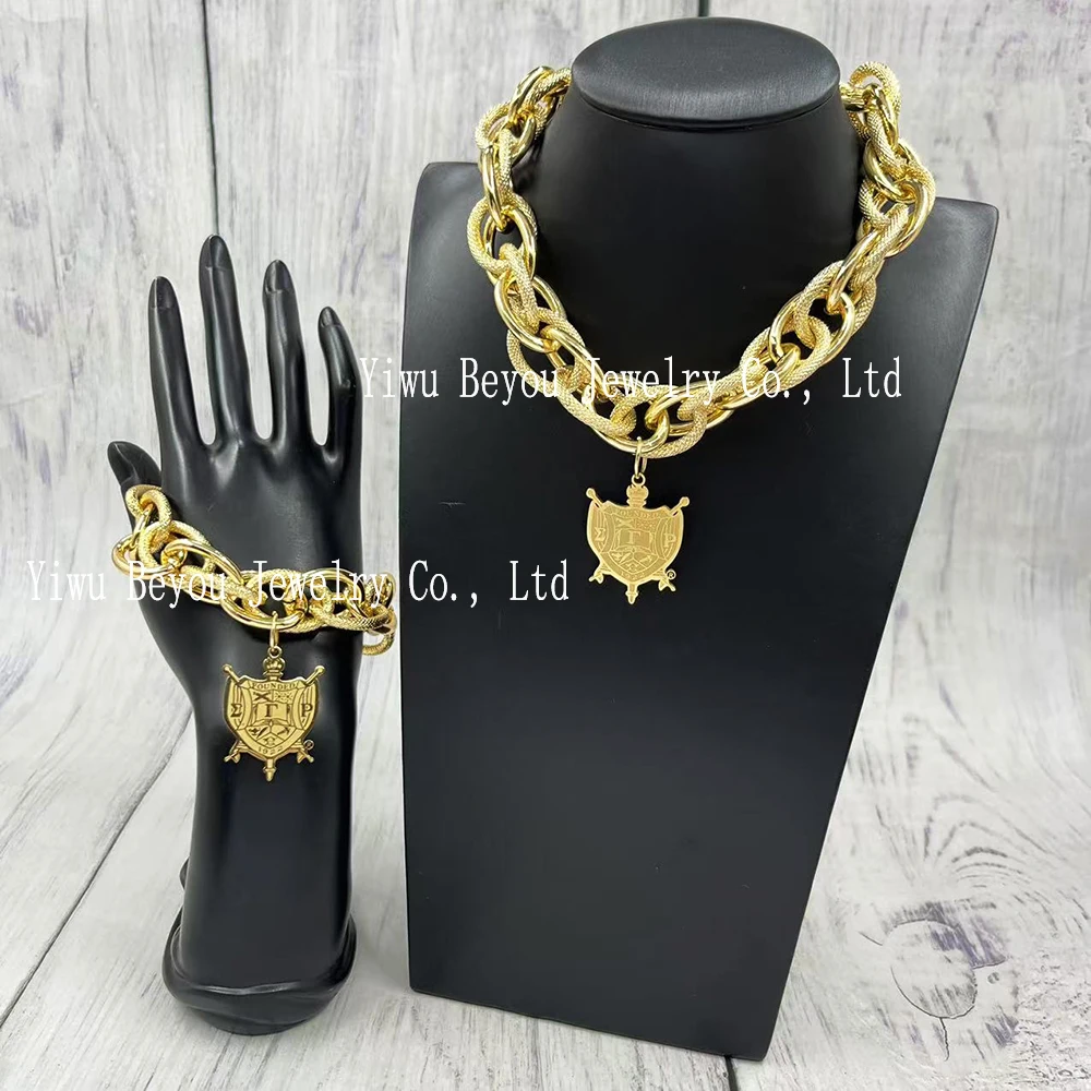 Sigma Gamma Rho Set - Gold Link Necklace and Bracelet
