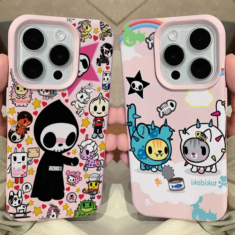 Cartoon T-Tokidokiss Lichee leather pattern Phone Case For Samsung S26 S25 S24 S23 S22 S21 S20 S10 Plus FE Ultra 4G5G Shockproof