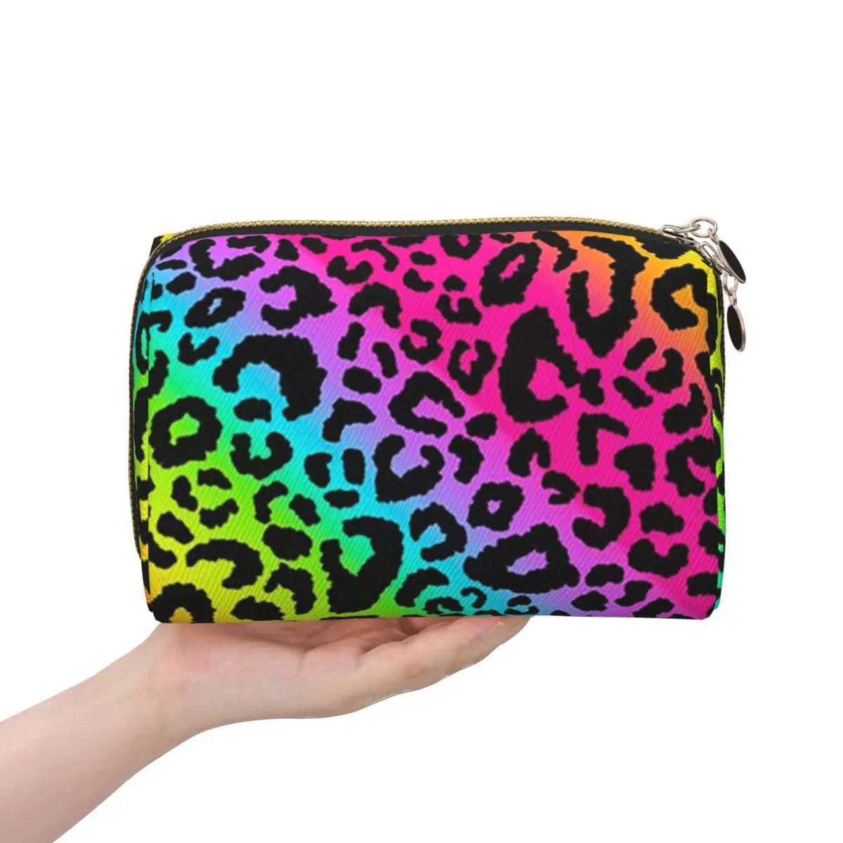 Colorful Rainbow Leopard Spots Pattern (10) Women Cosmetic Bags Travel Makeup Organizer Pouch Toiletry Storage Dopp Kit Case