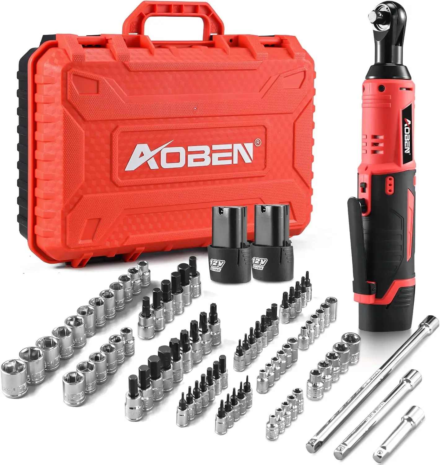 

Аккумуляторный электрический гайковерт 3/8 дюйма, набор с крутящим моментом 40 фут-фунтов, регулируемой скоростью, 2 аккумуляторами и зарядным устройством, 83 насадки