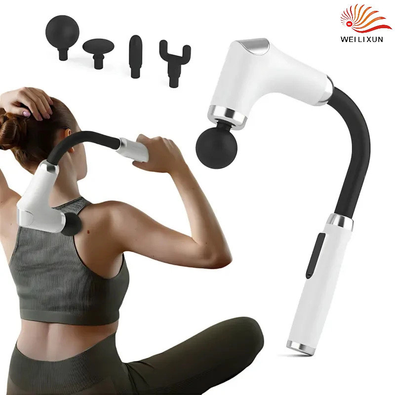 

New Fascia Gun with Extended Handle and Elbow for Self assist Muscle Relaxation Massage Machine Smart Curve Head Deep Tissue
