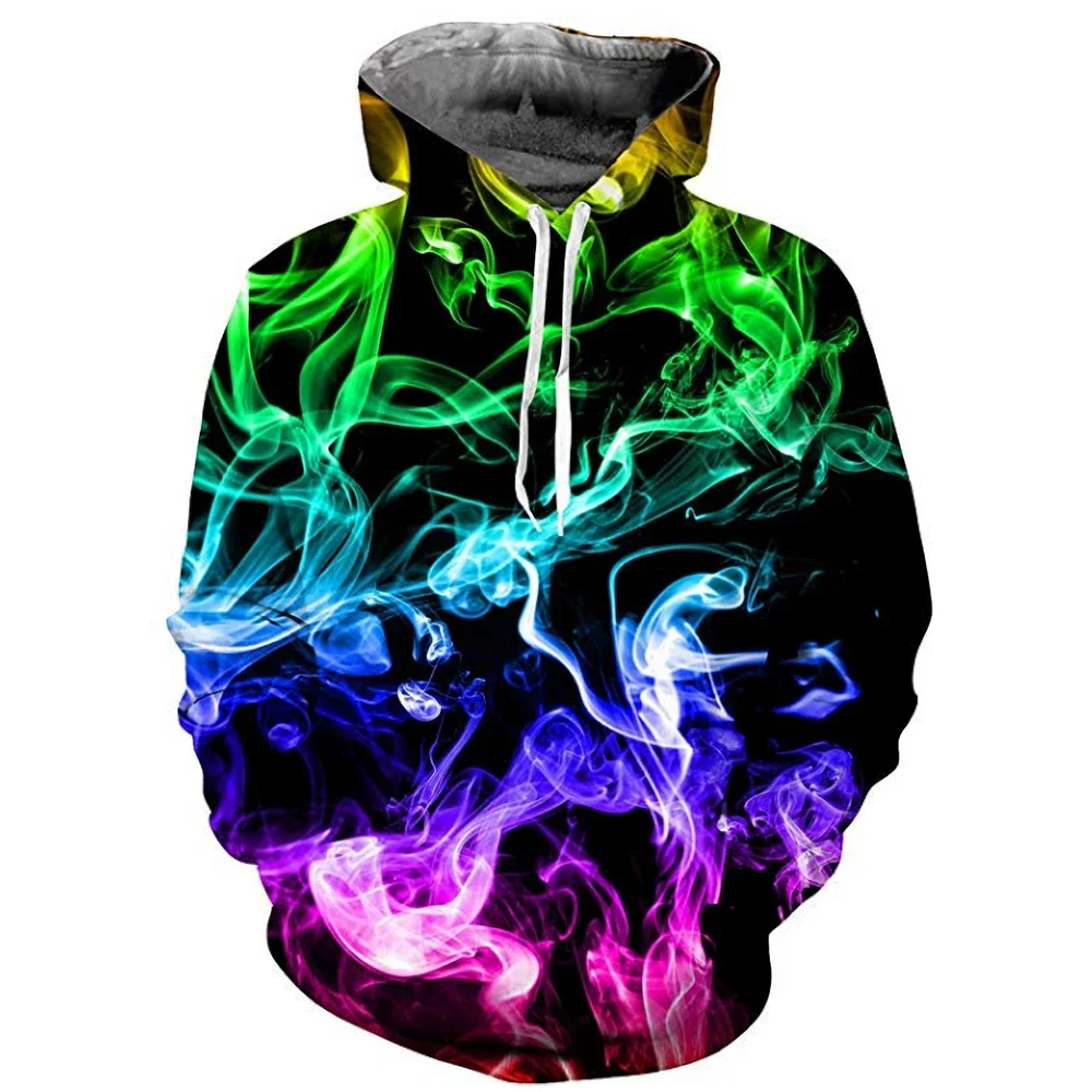 

2024 New Colorful Flame Hoodie 3D Sweatshirt Men And Women Hooded Loose Autumn and Winter Coat Street Clothing Jacket Hoodies