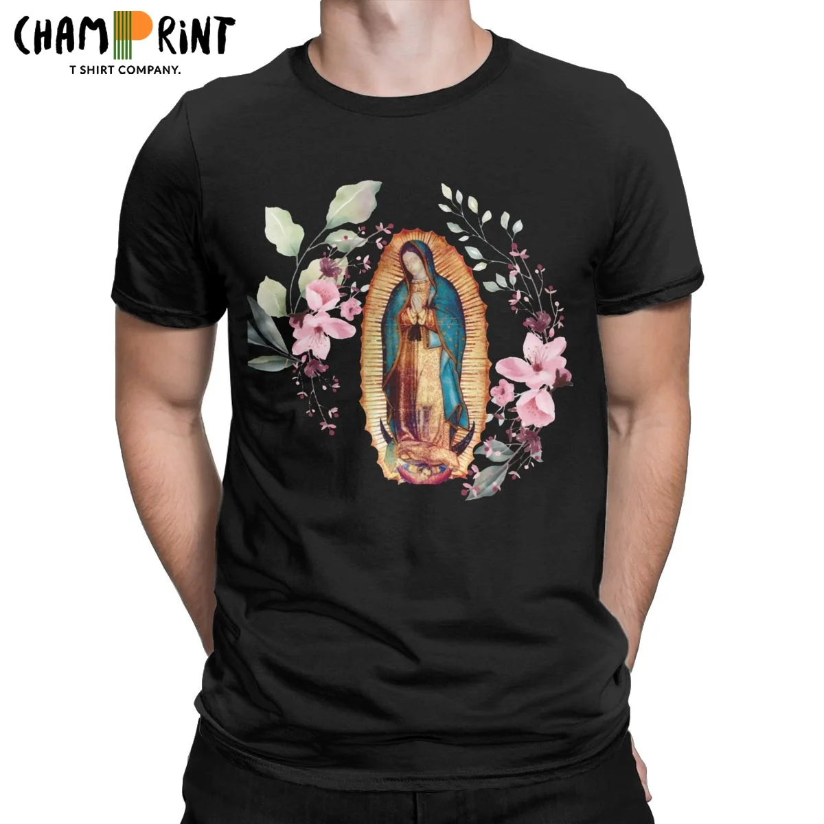 Our Lady Of Guadalupe Nuestra De Guadalupe T Shirt Men 100% Cotton T-Shirts O Neck Virgin Mary Tee Shirt Short Sleeve Clothing