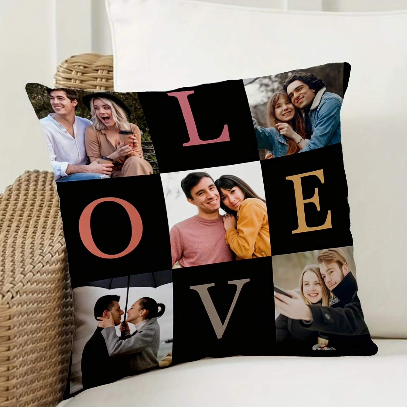  Custom Photo Throw Pillow Cover Personalized Picture LOVE Print Cushion Case Valentine Anniversary Gift For Couple Home Decor