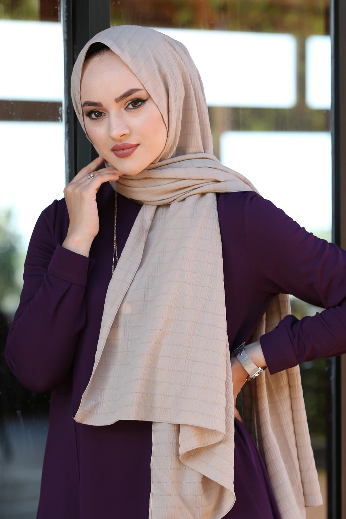 Seedling Shawl E-Beige Winter Autumn 2021 Muslim Women Hijab headscarf Islamic Turkey