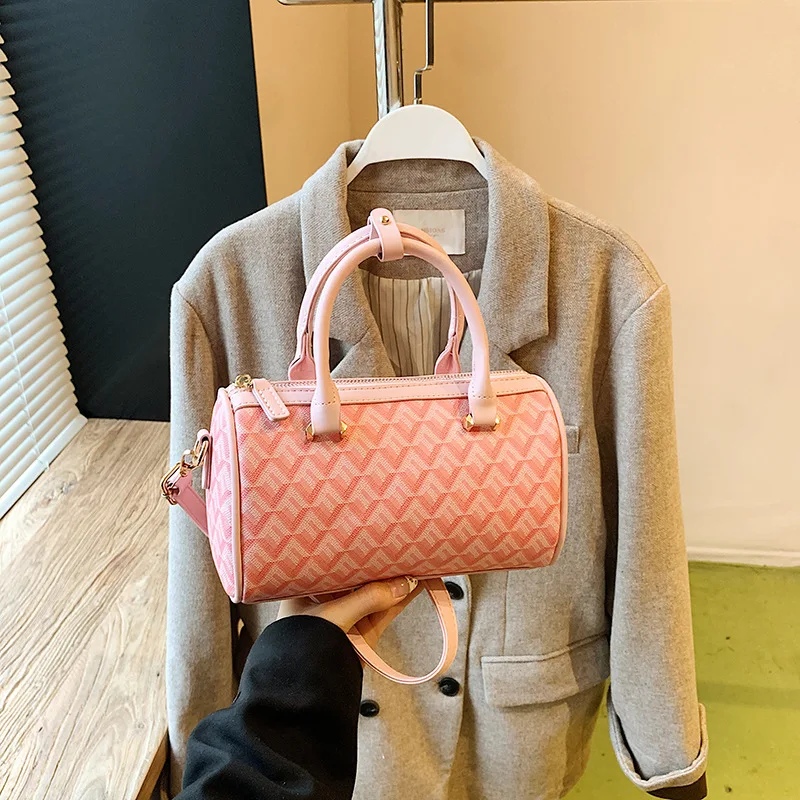 

Сумка-цилиндр с ретро-принтом 2026, многофункциональная сумка-тоут для женщин, универсальная сумка через плечо для поездок на работу и повседневного использования