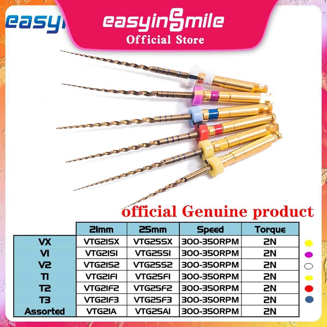 

6 Files/pack Dental Endodontic Rotary Files EASYINSMILE Root Canal NITI Pro Large Gold Taper SX S1 S2 F1 F2 F3 25MM 21MM 31MM