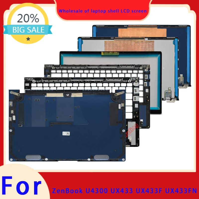 zenbook-u4300-ux433f-ux433-ux433fn-ノートパソコン用lcdスクリーントップカバー、フロントパネル、パームレストボトムシェル（シルバーブルー）に適しています。