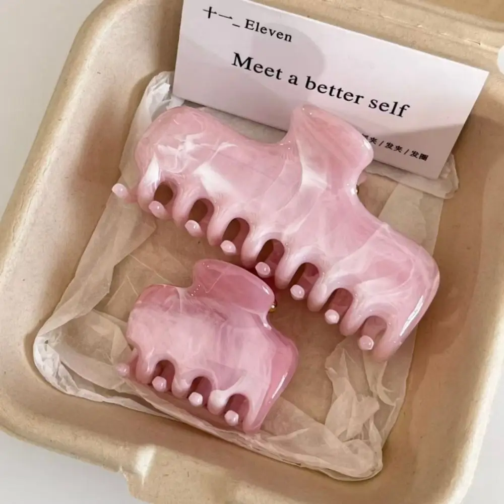 Elegant Ink Wash Pattern Hair Claw Clips Square Plastic Crab Hair Clip Pink Large Hair Claw Headdress