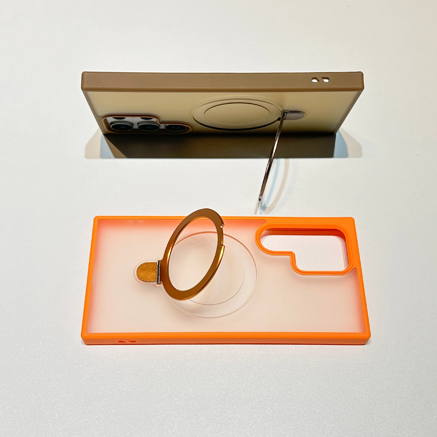 SR-حامل حلقي فاخر حامل حافظة هاتف مغناطيسية غير لامعة لهاتف جالاكسي S25 S24 Ultra S23 FE S22 Plus غطاء شفاف #4