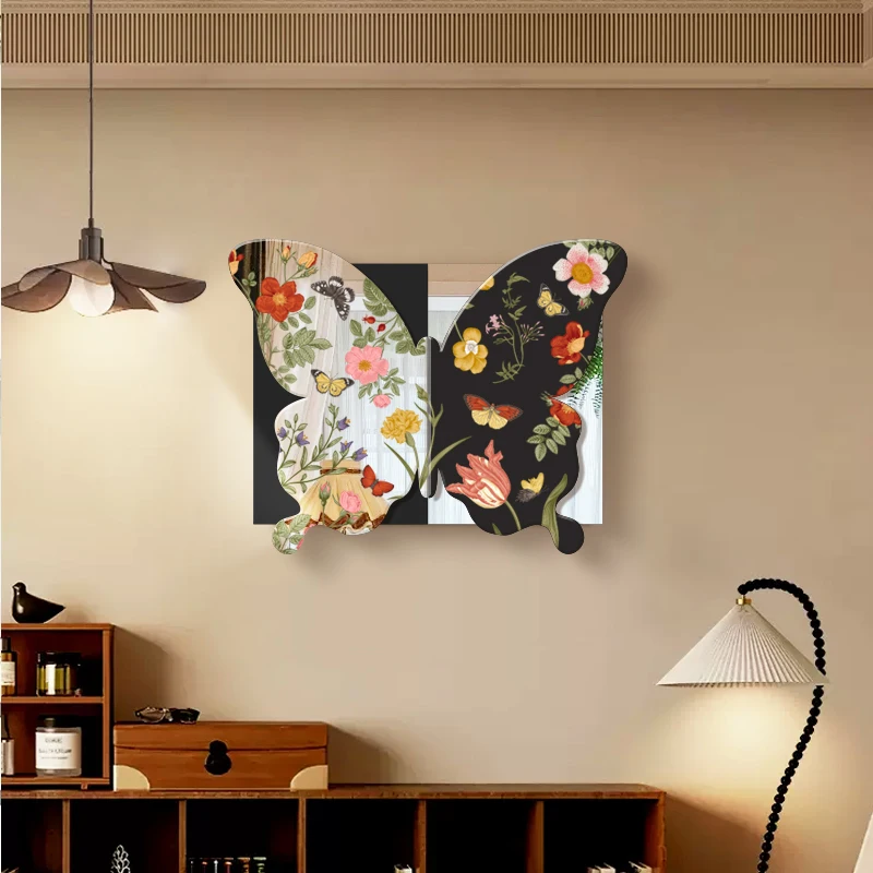 Vintage Butterfly Electrical Panel Cover - Sliding Mirror Art Antique Style Decorative Painting for Switchboard & Utility Box