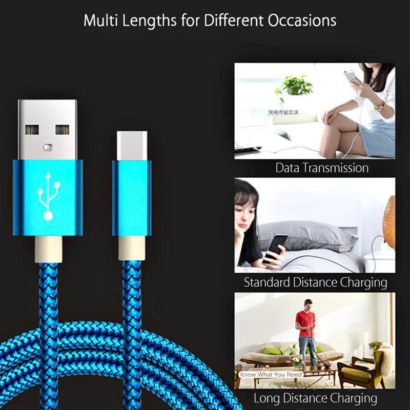 1/2/3 metr typ C Kabel USB telefon Android ładowarka Kabel Kabel ładowania przewód do Samsung Galaxy S10 S21 S9 S8 Plus uwaga 10