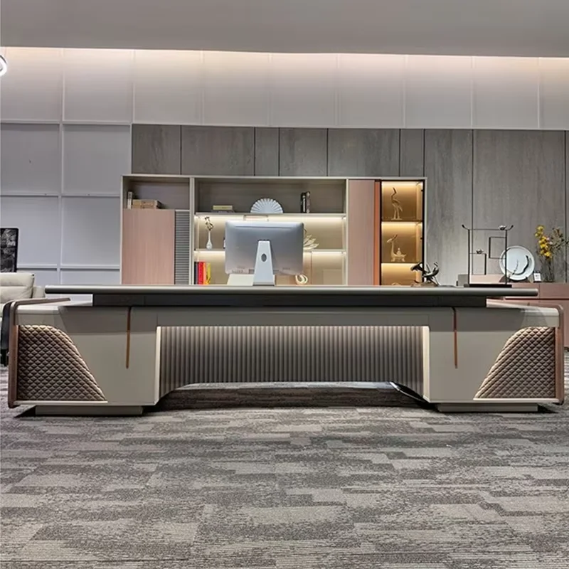 Asthetic Storage Executive Desk Strong Brown Luxury Modern Office Desks Wood Drawers Large Mesa De Escritorio Office Furniture