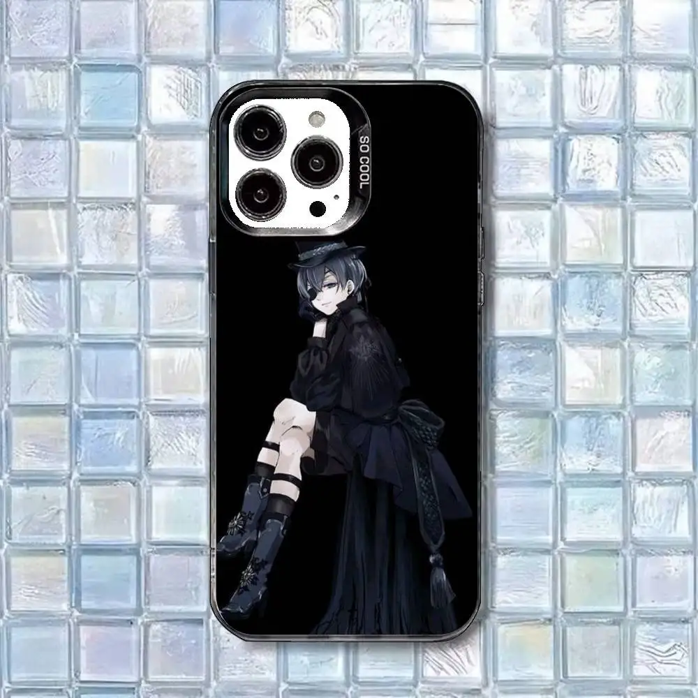 Casing Ponsel Anime Hitam B-ButlerS Untuk iPhone17,16,15,14,13,12,11 Plus,Pro Max Putih Matte Tahan Banting
