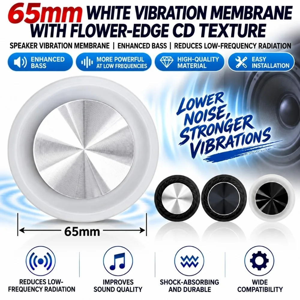 High Performance 65mm Passive Radiator Rubber Surround Multiple Colors Subwoofer Speakers Bass Diaphragm Home Theater