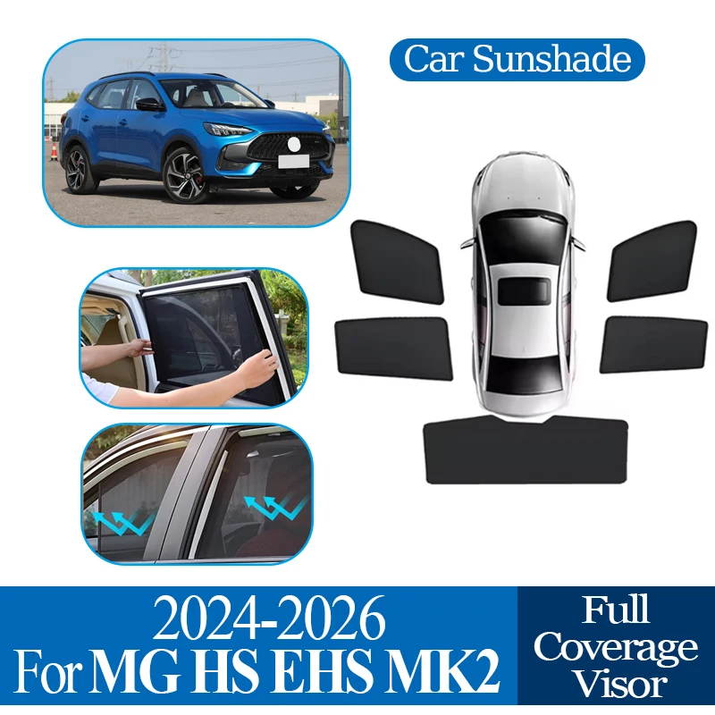 

For MG HS EHS MK2 2024 2025 2026 Car Mesh Sunshade Magnetic Coverage Sunshade Sunscreen Privacy Protection Auto Accessories