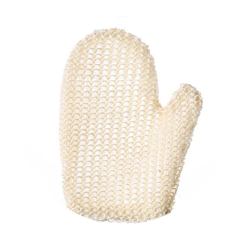 Five Fingers Bath Gloves Flax Natural Sisal Household Shower Scrub Body Wash Gloves Bath Sponge for Spa Shower Soap Foam