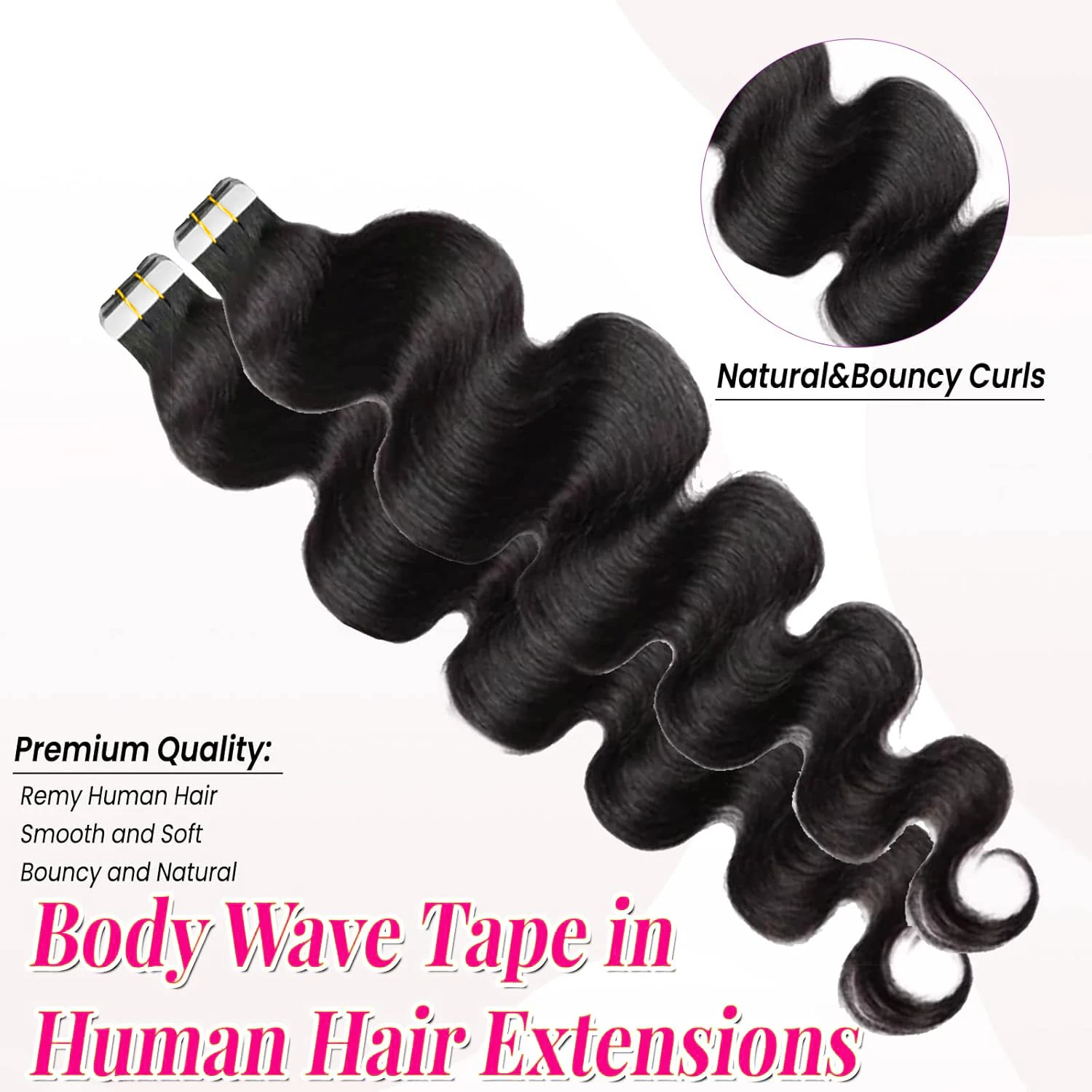 Tape In Human Hair Extensions Body Wave 20Pcs/Pack 100% Real Remy Human Hair Skin Weft Adhesive Glue Natural Black Tape Ins Hair