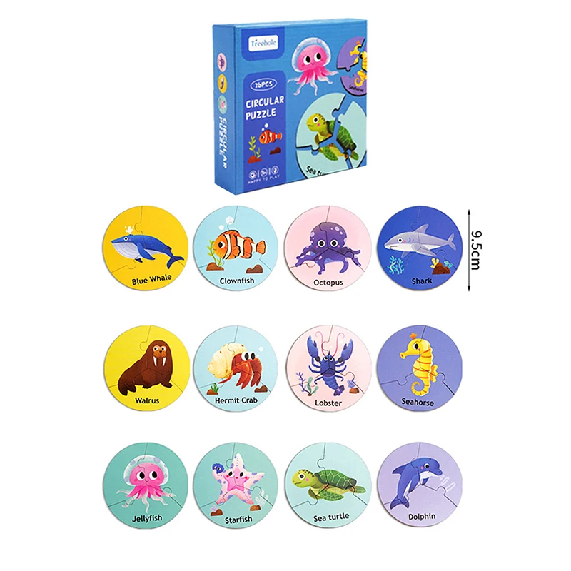 لغز دائري، لغز الاقتران الحيواني التعليمي المبكر، التدريب على منطق التركيز التفاعلي، لعبة ألعاب اللوحة، هدية عيد ميلاد