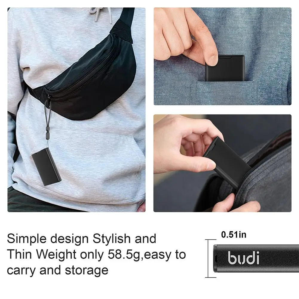 BUDI SD TF Custodia per scheda SIM Custodia per scheda di memoria portatile in lega di alluminio con cordino per 6 schede SD + 8 TF + 2 Nano SIM A3Q4