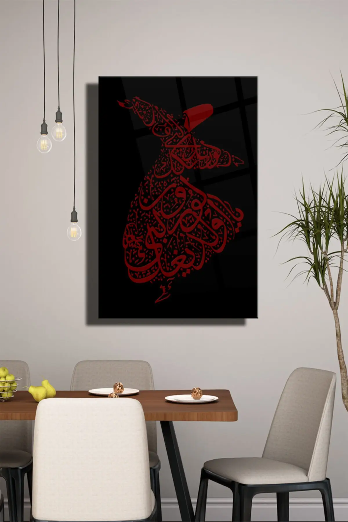 DOLBOVI red red Hat Semazen glass table, religious wall decoration, home decoration, wall painting