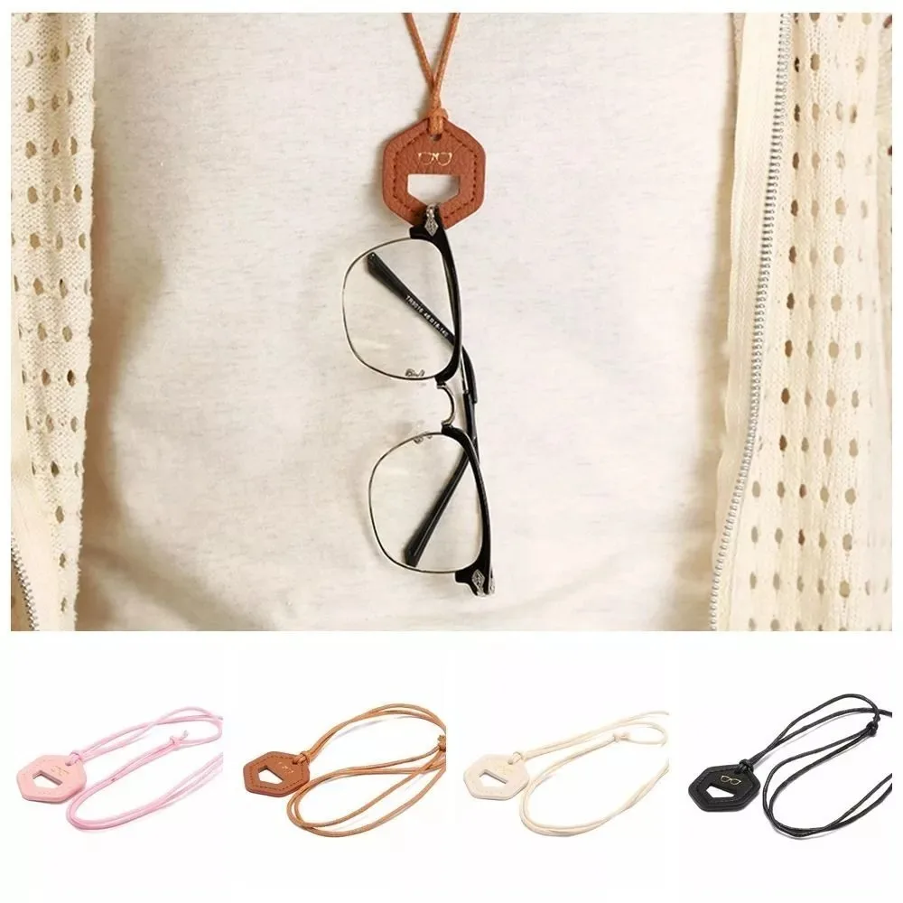 

New Anti Fall Eyewear Protector Portable Eyewear Accessories Glasses Lanyard Women Leather Glasses Clip