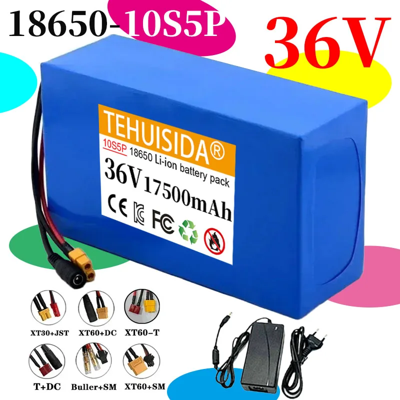 

10S5P 36 В 17500 мАч литиевая батарея для электрического скутера 18650 аккумулятор 36 В аккумулятор для электрического скутера + зарядное устройство 2A