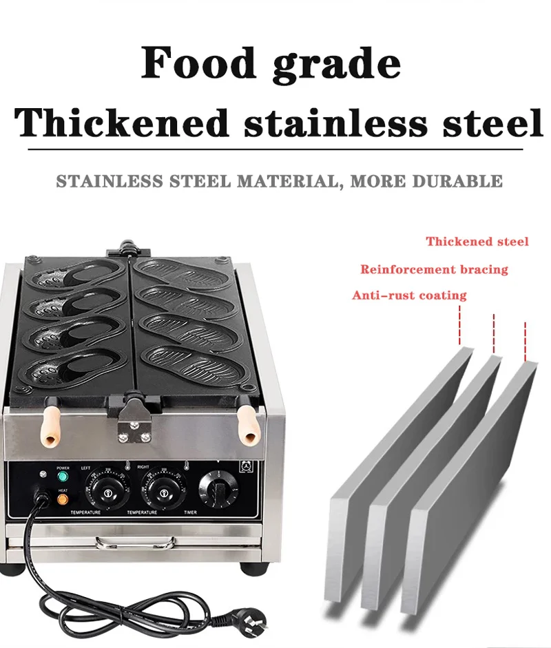 Shoe-Shaped Waffle Making Machine Set Non-Stick Coated 4pcs Commercial Bread Baker Shoe Form Maker for Kitchen