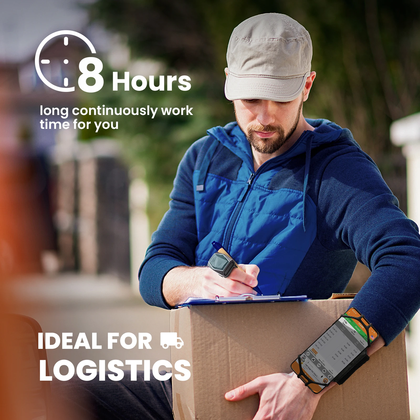 Eyoyo EY-016 قارئ باركود بلوتوث ثنائي الأبعاد يمكن ارتداؤه، مسح سريع QR PDF417 رمز مصفوفة البيانات على الشاشة. يدعم Android/iOS/Windows