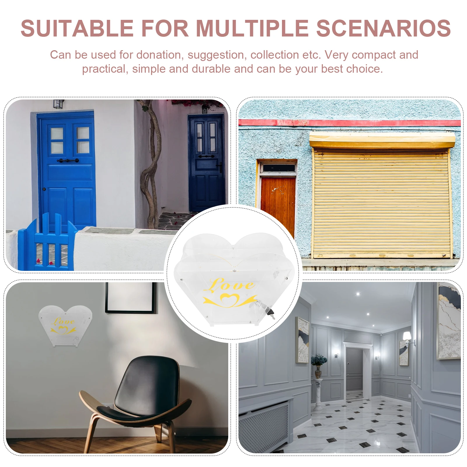 

Donation Box Decorative Suggestion Box Desktop Collection Multi-function Container Premium Material Safe Sturdy