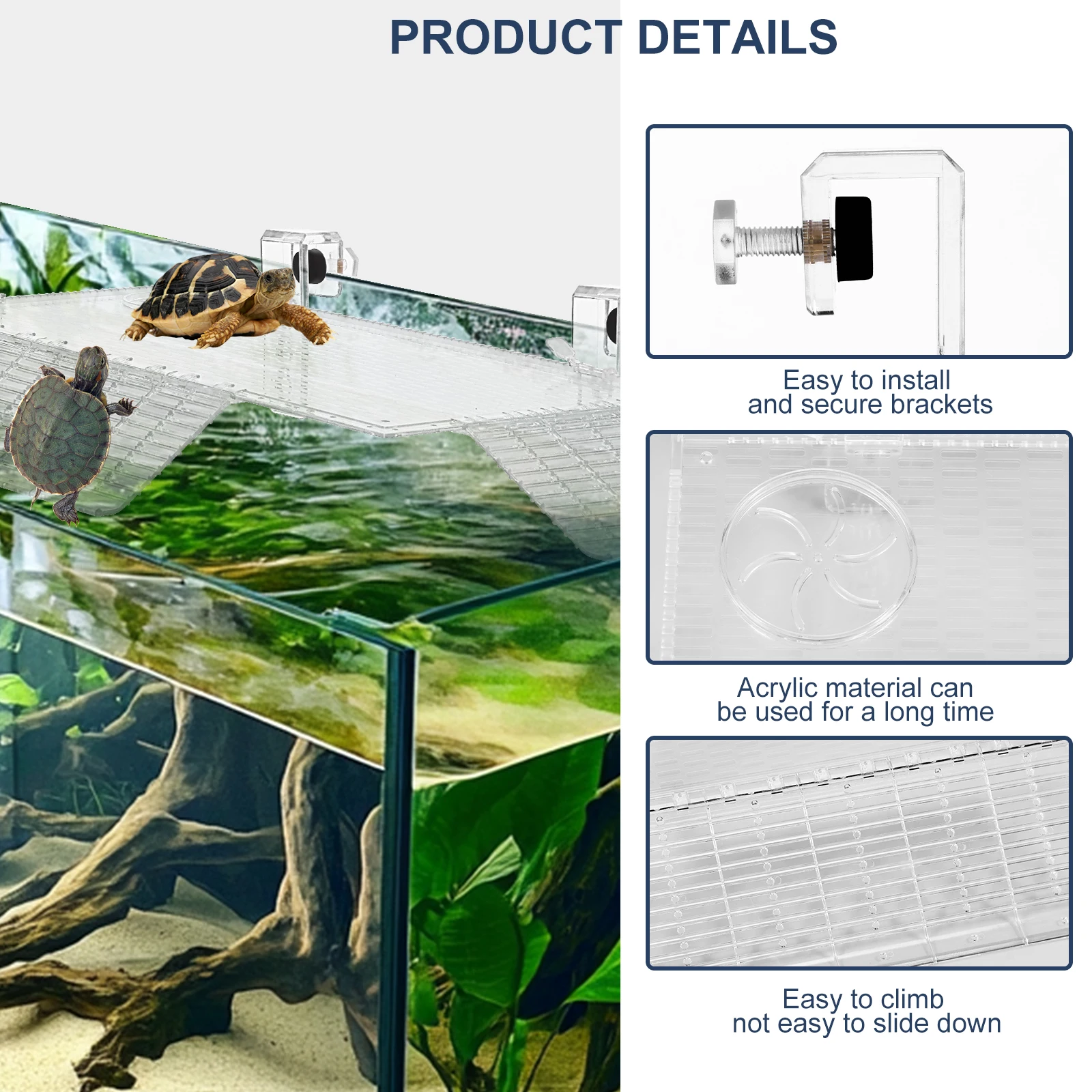 Adjustable Turtle Basking Platform Acrylic Clear Turtle Dock Climbing Habitat Float Island for Fish Tank Aquarium Accessories