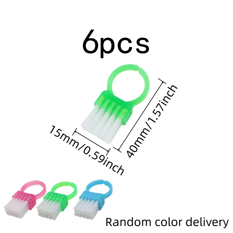 6 pcs Finger Ring Brush, Deep Clean Reach, Nail Gap Cleaning Keyboard Dusting, Random Color Assortment
