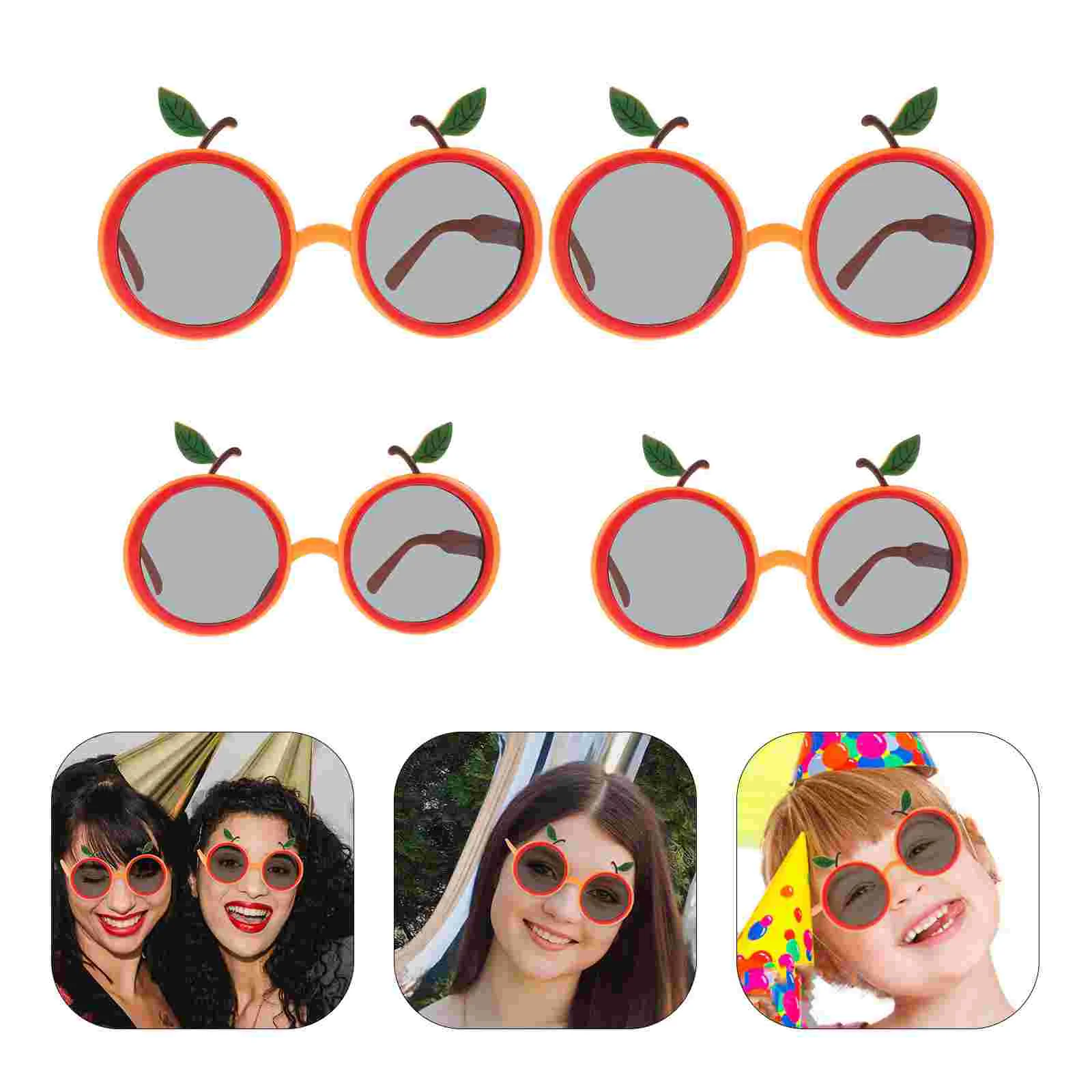 4 Pcs Sun Glasses Orange Shape Adults Children Party Decorative Decorations Eyewear Costume Plastic