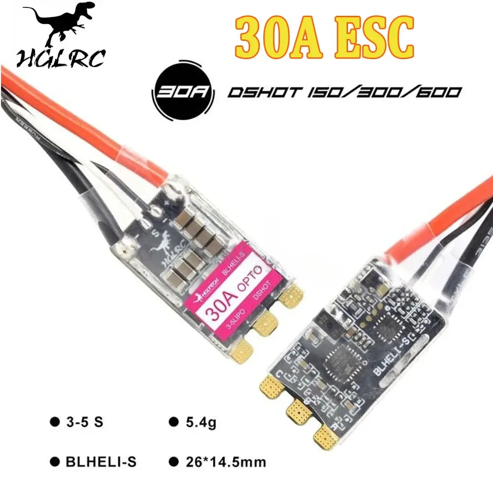 

HGLRC 30A 30AMP 3-5S BLHELIS 16.5 BB2 DSHOT600 Brushless ESC for RC FPV Racing Freestyle Drone