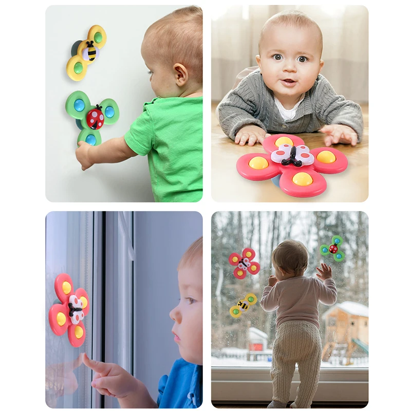 1pcs Baby Cartoon Fidget Spinner Toys Colorful Insect Gyro Educational Toy Kids Fingertip Rattle Bath Toys For Boys Girls Gift