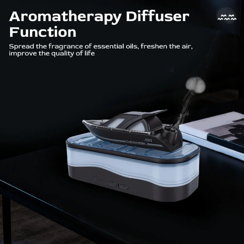 200ml Aromatherapy Humidifier Yacht Shape Colorful Night Light Humidifier Essential Oil Diffuser With Remote Control For Home