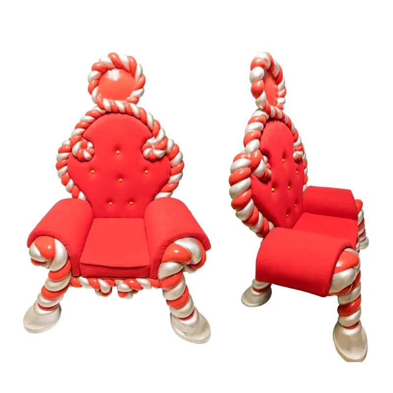 Popular Creative Fiberglass Candy Santa Throne For Shopping Mall Center Home Hotel Amusement Park Christmas Holiday Decoration