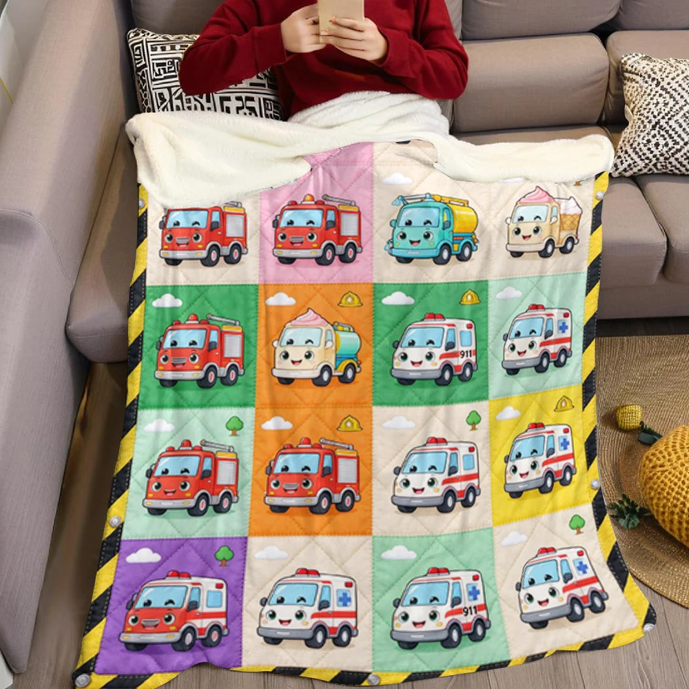 Fire Water Diamond Grid Flannel Blanket Perfect for Sofa Office Bed Travel Sleep Read Relax Camping Four Season Use
