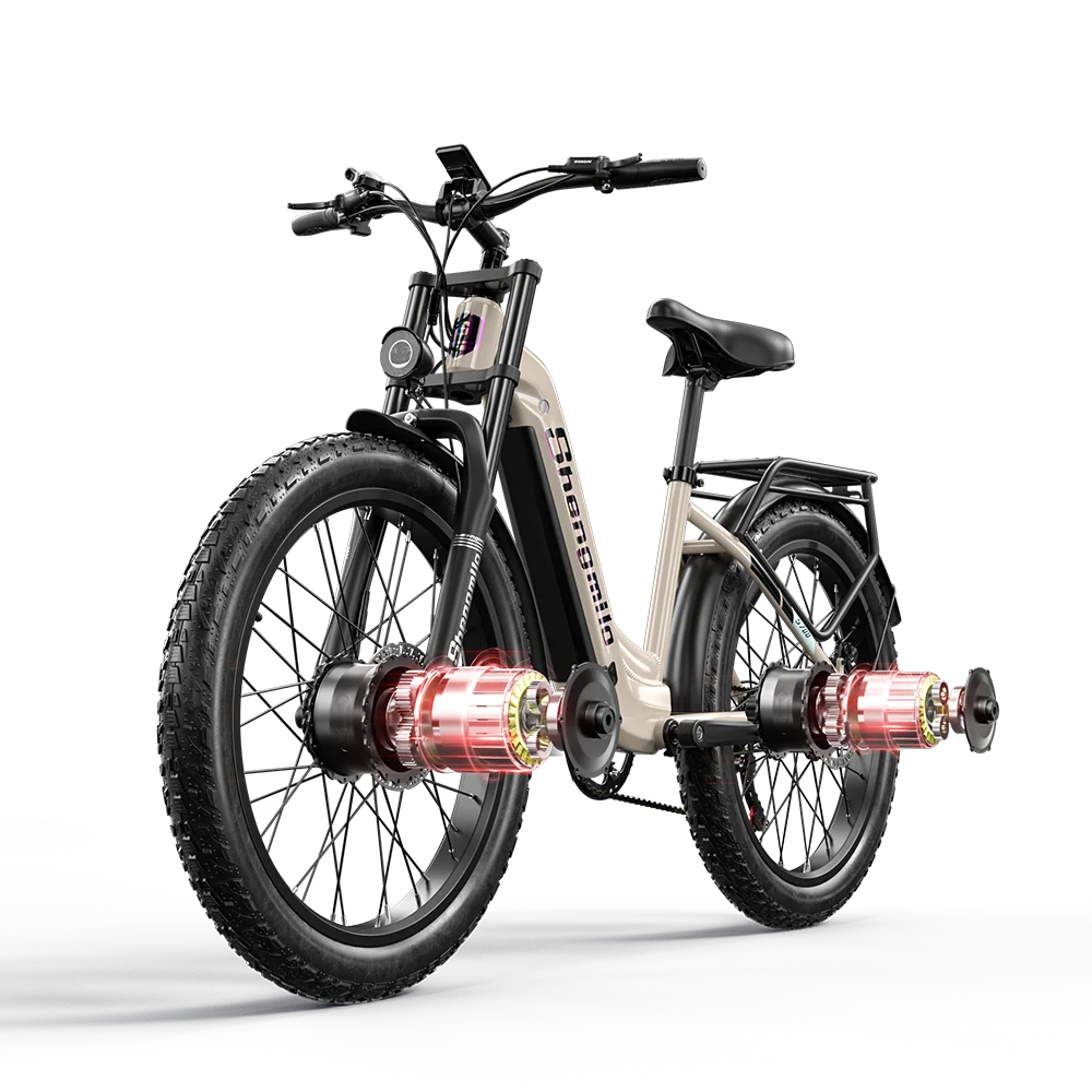 Shengmilo S700 Erwachsenen-Elektrofahrrad mit Zwei Motoren 48V840WH Akku E-Bike 26 Zoll Breitreifen E-Mountainbike