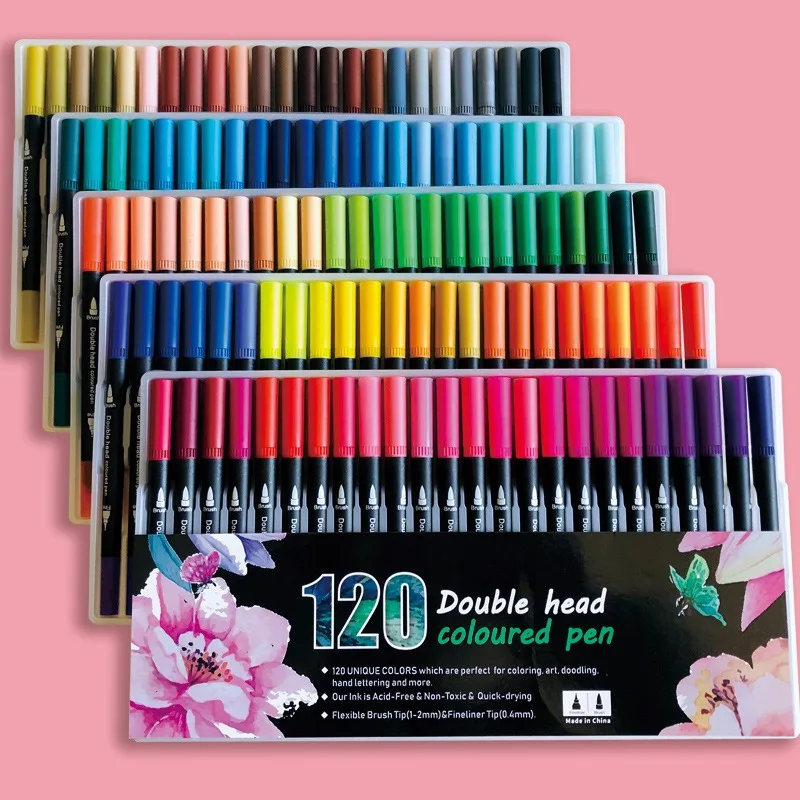 12/132pcs Dual Tip Brush Markers Art Markers for Artists,Coloring Pens Brush&Fine Tip Marker Art Supplies School Office Supplies