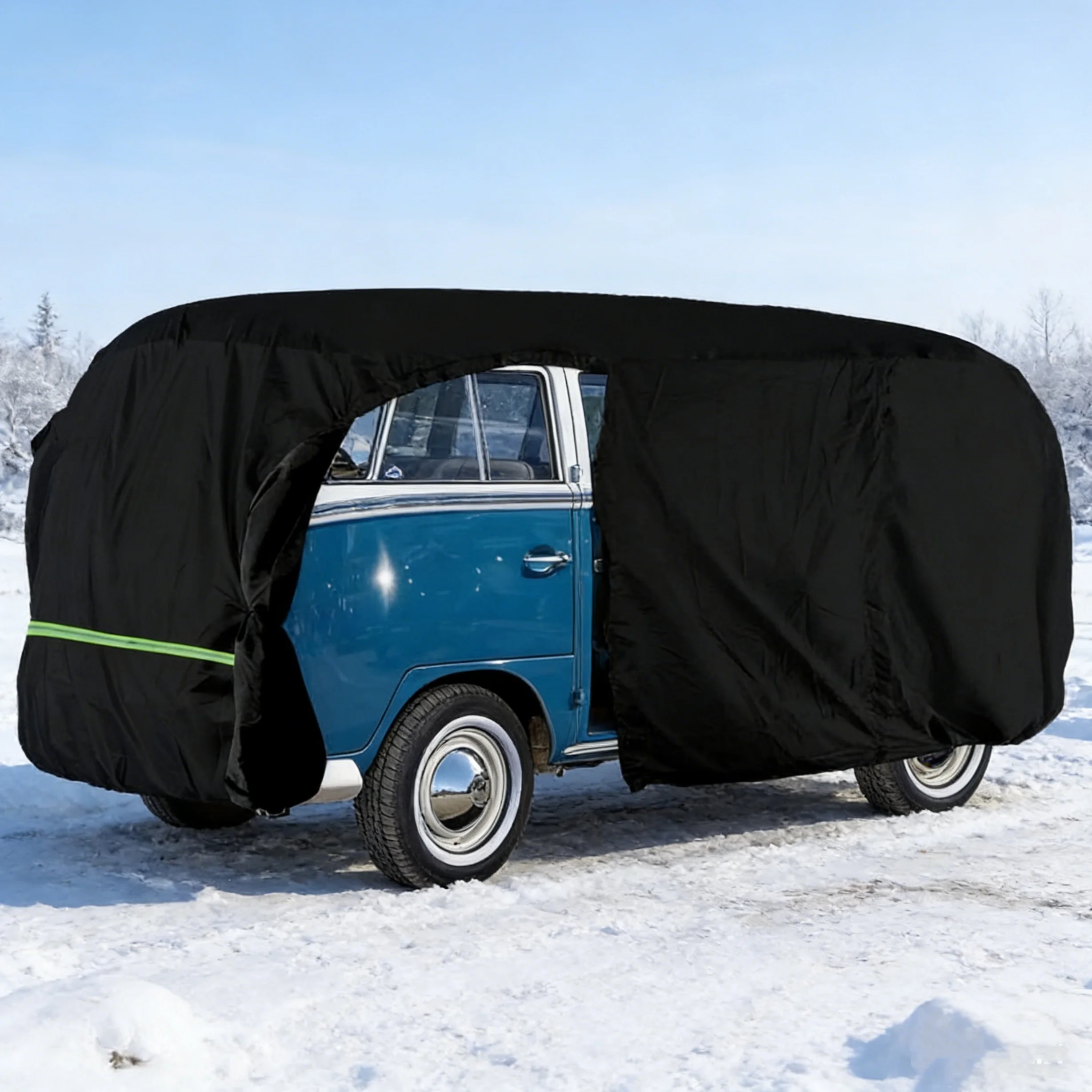 

Waterproof All Weather Car Cover for 1950-1992 VW BUS T1 T2 T3 - Includes Door Zipper, Windproof Strap & Storage Bag