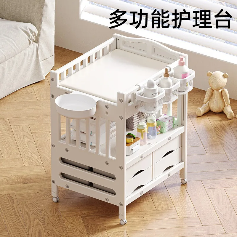Diaper Table Storage Cabinet with Drawer Baby Diaper Table Crib