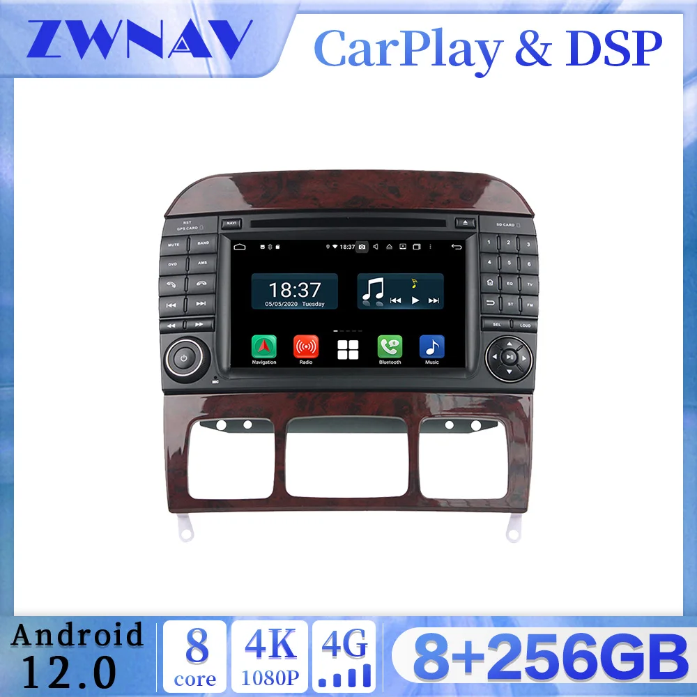 256GB Carplay Android 12.0 Screen Car Multimedia DVD Player For BENZ S-Class BT GPS Navi Auto Radio Audio Music Stereo Head Unit