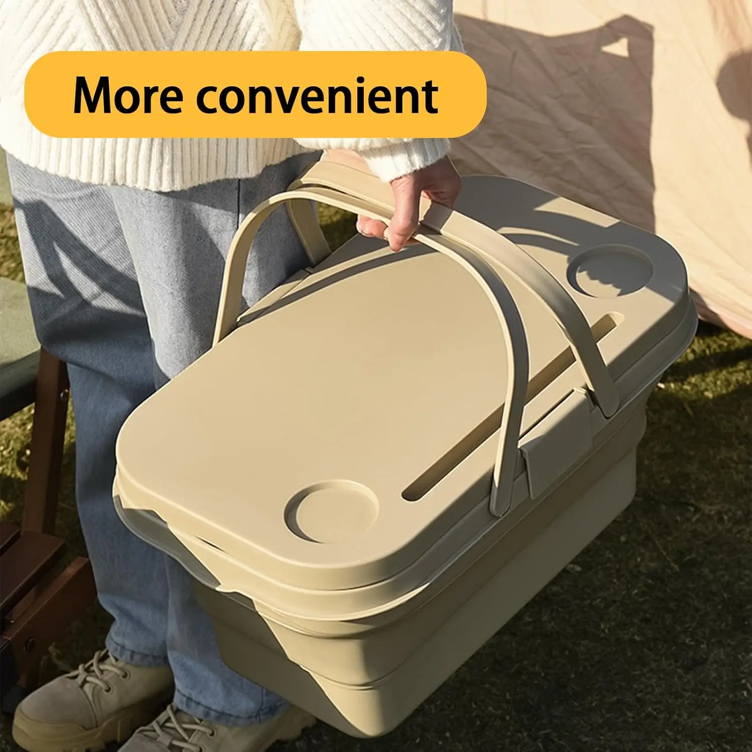 

One Foldable Outdoor Picnic Basket, Portable, Lightweight, Durable, Multi-Functional, Large Capacity, with Built-in Table